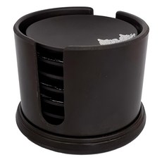 PUSH 普旭 圓形杯墊 T07-1 442g, 圓形楓葉款 黑色, 1個