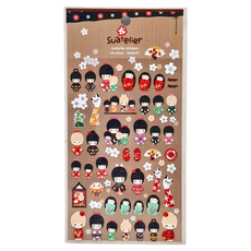 suatelier design PAPER貼紙 no.1010 kokeshi貼紙, 多色, 1組