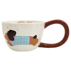 小狗彩繪馬克杯/湯碗 340ml, 藍格衣狗, 1個
