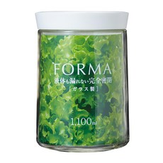 ASVEL FORMA 玻璃密封保鮮罐 凹槽上蓋穩固推疊 密封膠條保鮮防潮 透明上蓋一目瞭然, 1.1L, 1個