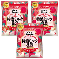 UHA 味覺糖 特濃牛奶糖 北海道鮮奶 草莓味, 58g, 3包