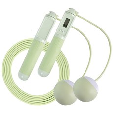 LEADER X 高階智能計數跳繩 快速燃脂有氧減肥兩用 360度軸承設計, 手柄19 x 3cm + 無線球直徑6.5cm + 有線繩長280 x 0.2cm, 綠色, 1組