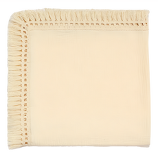 Kori Deer 可莉鹿 純色流蘇嬰兒萬用純棉紗布包巾 象牙白 柔軟親膚 透氣舒適