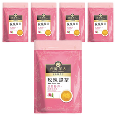 台灣茶人 正能量系列 玫瑰綠茶 Set 25, 綠茶與玫瑰的馥郁香氣，自家生產烘製茶葉而成, 2g, 25包, 5袋