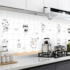 半島良品 炫染廚房防油貼磁磚貼 幸福貓, 1個