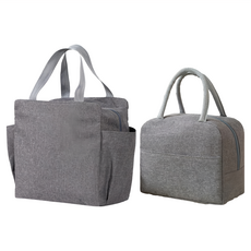 BangJiaShi 幫家適 日式拉鍊保溫包套組, 大號 + 小號, 灰色, 1組