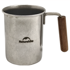 Naturehike 挪客 森鑫 不鏽鋼復古餐具 單層 大(120 x 96 x 77mm) 350ml, 銀色 + 木色, 1個