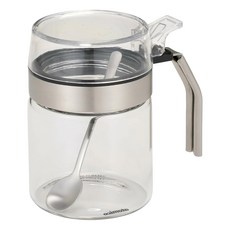 CB JAPAN atomico 調味罐 250ml 單手操作 附勺 密封 防潮 廚房調味好幫手, 1個, 透明色