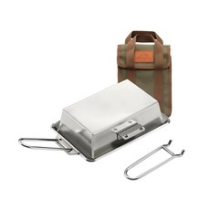 Campingmoon 柯曼 加厚 304不鏽鋼平底煎盤 21 x 14 x 6cm, 銀色, 1個