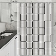 德利生活 浴簾 防黴防水 PEVA材質 金屬扣眼設計, 大方格, 1個