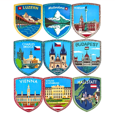 A-ONE 匯旺 歐洲旅遊貼紙 Set 9張 6 x 7.5 cm, 金蔥