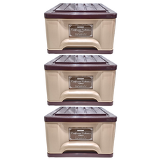 KEYWAY 聯府 抽屜整理箱, 咖啡色, 3個