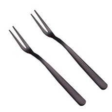 瑞典廚房 304不鏽鋼叉組/果叉/蛋糕叉/甜點叉/餐具 13cm, 2支, 黑色