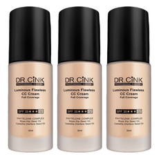DR CiNK 達特聖克 極透光柔焦防護CC霜，SPF35，全效遮蓋，30ml, 02遮瑕款, 3瓶