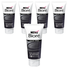 MEN's Biore男性專用黑白柔珠洗面乳, 深層清潔毛孔角質，古龍水時尚香, 100g, 5條