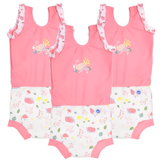 Splash About Happy Nappy Costume 女童款小可愛連身版尿布褲, 便便防漏, UPF50+防曬, XXL(16~20kg), 3件