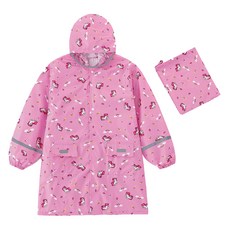 愛北鼻兒童雨衣 透明TPU帽簷 雙重防水 反光條設計 附贈收納袋, 滿印粉獨角獸, 2XL(120~130cm)