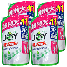 P&G JOY W除菌消毒 速淨除油濃縮洗碗精特大補充包，日本原裝進口，超特大11回分，強力洗淨，綠茶, 1.425L, 4包