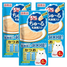 INABA CIAO 啾嚕肉泥 乳酸菌配方 4條入, 鰹魚 乳酸菌配方, 56g, 3袋