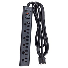 Dr.AV 聖岡科技 1切6插橫向3P延長線, 90度扁平貼式插頭 橫向插座不佔空間 精巧好用, 1.8m, 黑色, 1個