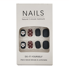 穿戴甲 彩繪凝膠美甲貼片 24片 撞色花花, 1盒