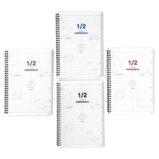 Withna 2格線圈數學筆記本4件組 80-0098, 1組, 顏色隨機