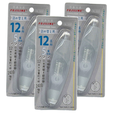 TEMPO 節奏牌 FUJILINE 大容量修正帶, 12米長, 5毫米寬, 日本原裝A級母帶, 約可修2400個字, 白色, 3組