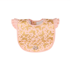 Bjallra OF SWEDEN 瑞典比亞拉 防水口袋圍兜-金蝶粉 BC1036, 前端大口袋 搜集食物碎屑, Oeko-Tex認證材質, 1個