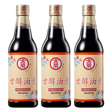 金蘭 甘醇油膏，純釀造醬油基底，糯米增添香氣，味美甘甜，適合沾拌各式小吃，590ml, 3瓶