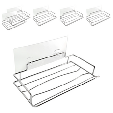 名仕 304不鏽鋼免釘抽取式衛生紙架 置物架,浴室收納好幫手，輕鬆安裝，整潔美觀, 6個, 不鏽鋼色