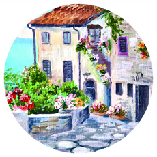 硅藻泥軟杯墊漫遊小鎮 10*10公分 吸水防滑隔熱保護桌面, 5入