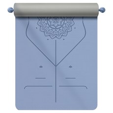 ZHONGOU 長紅 TPE加厚款正位線防滑雙色瑜珈墊 XFE-TP88 贈綁帶+背袋+拉力繩或拍拍球(顏色款式隨機), 藍色, 1組