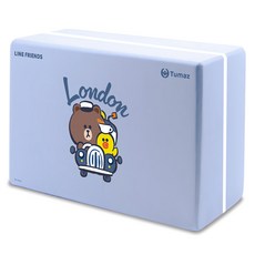 Tumaz 月熊 LINE FRIENDS 50D高密度EVA瑜珈磚, 復古倫敦 藍紫色, 1個