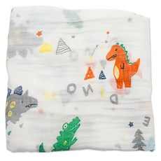 OhBabyLying 多功能紗布包巾 120 x 110cm 新 N03 彩色恐龍, 親膚透氣，多用途