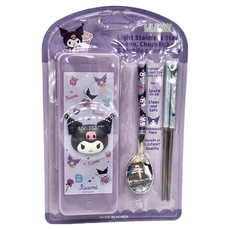 LiLFANT 立體真空湯筷盒組 輕量不鏽鋼, 酷洛米 紫色, 湯匙 + 筷子 + 盒子, 1組