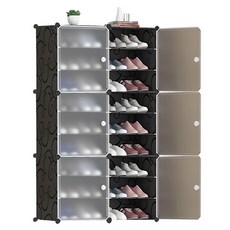 德利生活 側開組合鞋櫃 2列 84 x 32 x 139cm, 黑色, 1個