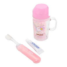 MOLANG 萌浪兔 牙刷套組 漱口杯 牙膏 日本產, 1組