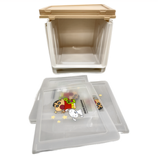 收納王妃 蠟筆小新 塑膠鞋盒 米色 星星餅乾 3件組, 1個