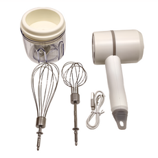 無線電動三合一打蛋切蒜器, ABS+PC材質, 304不鏽鋼棒, 95 x 64 x 205mm, 白色, 1個