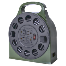 ADAMOUTDOOR 4座多用途輪座式延長線, 10.5m, 綠色, 1個