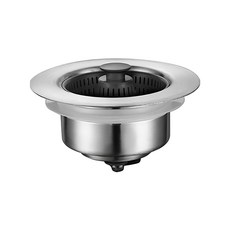 廚房流理台防臭防蟲 濾網彈跳水塞 - 適用於76-81mm直徑水槽 深度大於40mm, 不鏽鋼, 1個