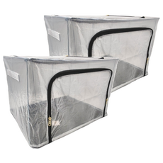 66L 超大收納籃 PVC拉鍊金屬支架, 透明, 40 x 50 x 33cm, 2個