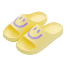 韓風設計款休閒微笑拖鞋, EVA材質 防水耐髒, 230mm, 微笑鵝黃
