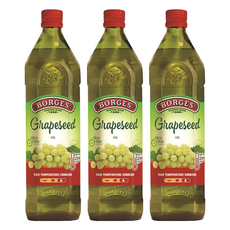 BORGES 西班牙原裝進口100%純葡萄籽油 3瓶 高溫烹飪適用 健康美味首選, 1L