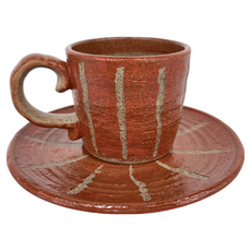 十草杯皿組 日本製 赤雕 1組, 赤雕十草