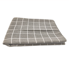 TRENY 北歐棉麻桌巾桌布 灰格子, 145 x 230cm, 1個