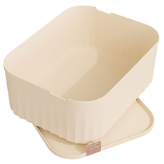 小麥購物 帶蓋內衣褲收納盒 無隔 C557 384g, 奶油白, 1個