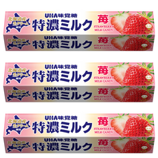 UHA 味覺糖 特濃牛奶條糖 草莓味, 37g, 3條