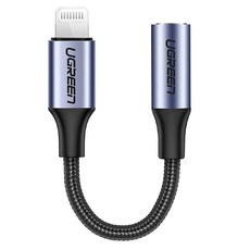 UGREEN 綠聯 MFi蘋果官方認證 Lightning轉3.5mm耳機轉接器 標準包裝 10cm, US211, 黑色, 1條