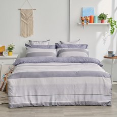 戀家小舖 40支天絲 雙人 銀輝光芒 條紋 床包+兩用被套+枕套